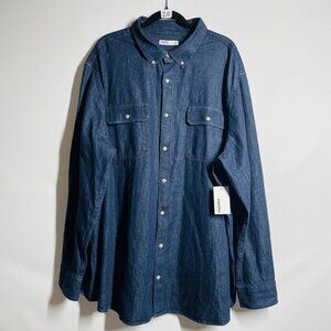 NWT Sonoma Goods For Life Mens Blue The Perfect Length Button Down Shirt Sz 3XB